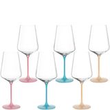 LEONARDO HOME Brera 046980 Set van 6 kelkglazen, wijnglazen, hoogwaardig en modern, trendy en kleurrijke cocktailglazen voor thuis, feest, 560 ml