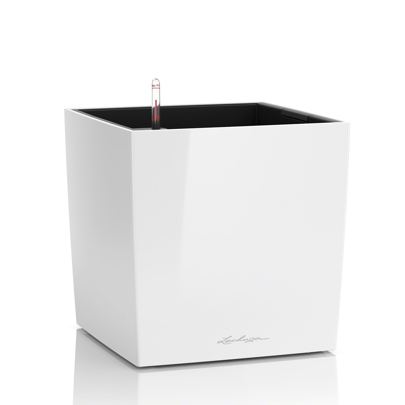 LECHUZA CUBE 30 - White Polypropylene (PP) Indoor Planter - 30cm