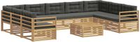 vidaXL Hoek loungeset 9 zitplekken acacia hout wit en antracietkleurig