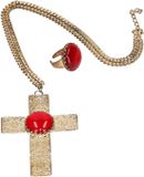 Merkloos Sinterklaas sieraden set - ketting en ring - heren - verkleed accessoires