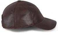 Urban 5884® - 100% echt Lams leer - GEEN PU - Leren Pet - Verstelbaar - Unisex - Baseball Cap - donker bruin - One Size