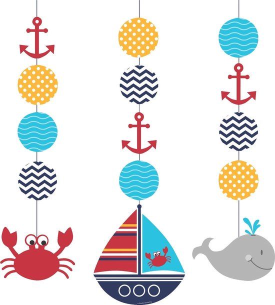 CREATIVE PARTY - Matrozen Versieringen - Verjaardag - Rood - Karton - 209x11x184 cm