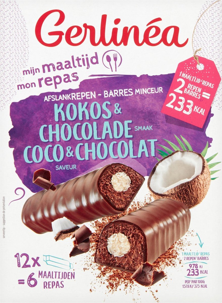 Nutrition & Sante Benelux Maaltijdrepen - Chocolade & Kokos - 12 stuks