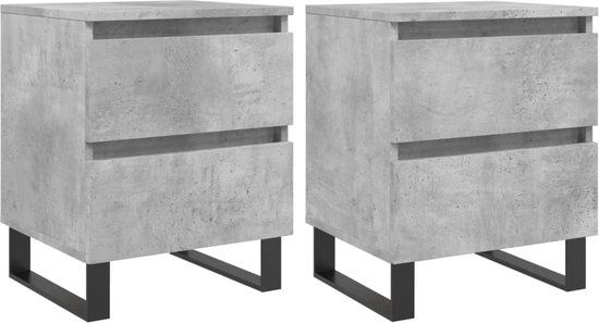 vidaXL Nachtkastjes - Set van 2 - Betongrijs - Hout