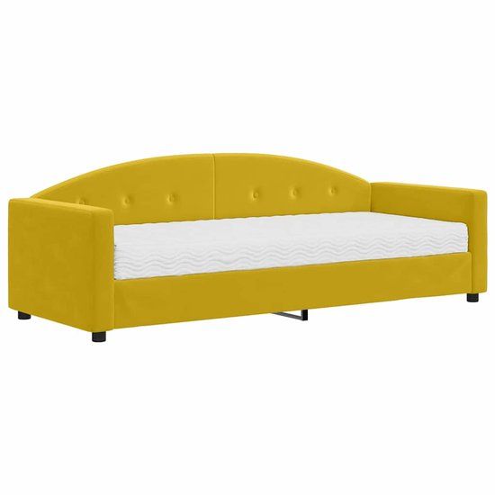 vidaXL Slaapbank met Matras Fluweel Geel 80x200 cm