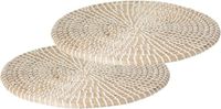 Secret de Gourmet Tafel Placemat - Set van 4x stuks - zeegras - wit - D35 cm