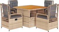 vidaXL 5-delige Tuinset met Kussens Poly Rattan Beige
