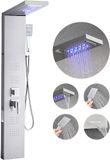 VEVOR Panneau de douche avec système de douche cascade, LED, colonne de douche en acier inoxydable brossé, 1345 mm, 5 fonctions, avec douchette et bec de baignoire