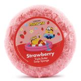 Minions Sponszeep Strawberry, 2-in-1 douchespons met geïntegreerde zeep, grappig badplezier voor kinderen, 200 g