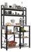 StarTech Achterwandplank Keukenplank met 6 niveaus en stopcontact – 90 cm magnetronstandaard – Kast en open planken – Opbergmandjes – Grijs