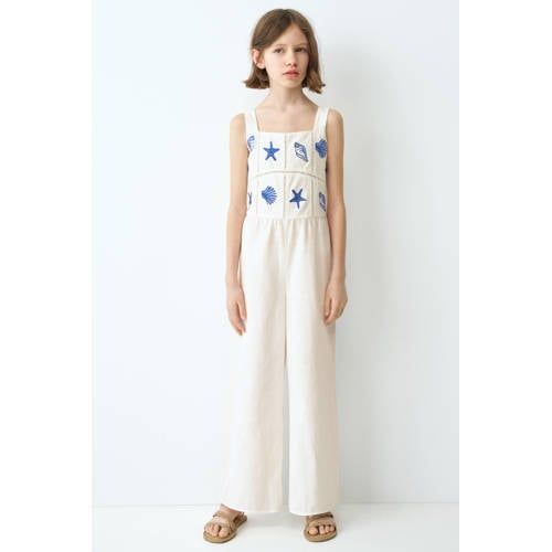 Mango Kids jumpsuit linnen ecru