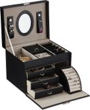 Merkloos / Sans marque Relaxdays Sieraden organizer - met spiegel en lades - afsluitbaar - 18,5 x 24 x 19 cm