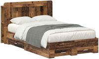 vidaXL Bedombouw met opslag Oud hout 120 x 190 cm Bewerkt hout