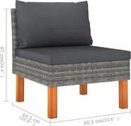 vidaXL 6-delige loungeset met kussens poly rattan grijs