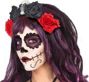 Merkloos Atosa Halloween/horror verkleed diadeem/tiara/bloemen - day of the dead - sugarskull - dia de los muertos