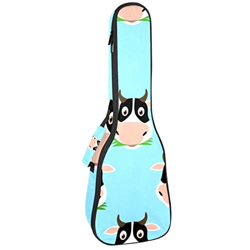 Mersov Concert Ukelele Rugzak, Heavy Duty Ukelele Case Bag met Opslag, Sopraan Concert Tenor Ukelele 10MM Gewatteerde BagBlack SheepsCartoon Hoofd Koe