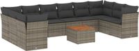 vidaXL 11-delige loungeset met kussens polyrattan grijs