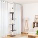 Bol Poteau griffoir 5-laags sol à plafond Tour pour chat réglable en hauteur - centre d'activités d'escalade pour chatons - lit douillet - balle suspendue - gris