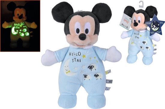 simba Nicotoy 6315872502 - Disney Mickey GID Starry Night, 25 cm, knuffel, pluche, 0m+