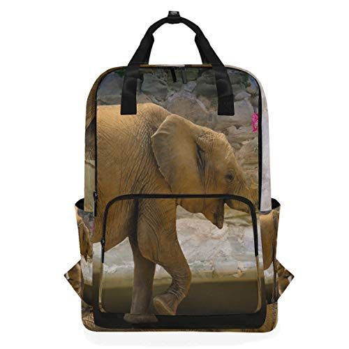 MONTOJ Reizen Rugzak Geweldig Dier Olifant En Roze Bloem School Rugzak - 5721985143852