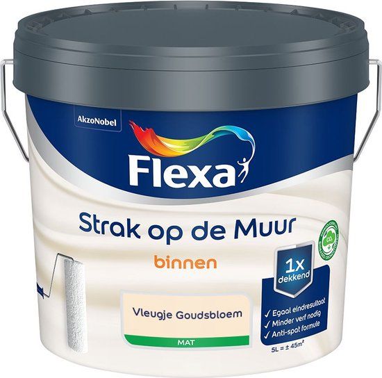 Flexa - Strak op de Muur Binnen Muurverf Mat - Vleugje Goudsbloem - 5 L