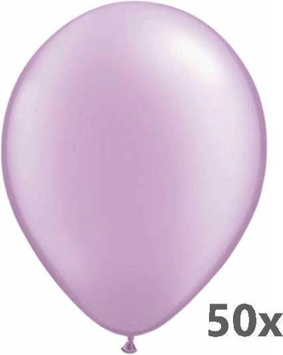 Folat Eenkleurige metallic ballonnen, lavendel, pak van 50