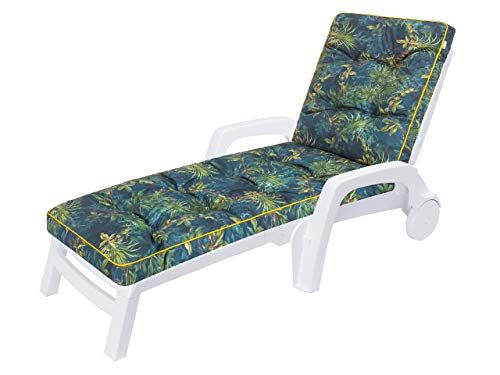 Hobby Garden Kussen voor dekstoel, ligkussen, tuinligstoel, kussen 201 x 55 x 8 cm, comfortabele kussens voor zonneligstoel, ligstoel, kussen - groene weide