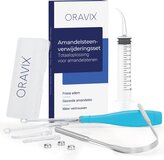 Oravix Amandelstenen Verwijder Kit | Amandelstenen Verwijderen & Voorkomen | Verlicht Zere Keel| Slechte Adem Verhelpen| LED Tool met 3 Mondstukken, Gebogen Spuit & Koperen Tongschraper| Handleiding|