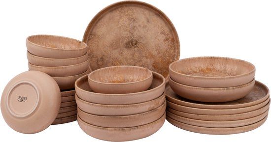 James Cooke - Dune Serviesset - 6 persoons - Lichtbruin - 24-delig - Porselein - Vaatwasser- & Magnetronbestendig