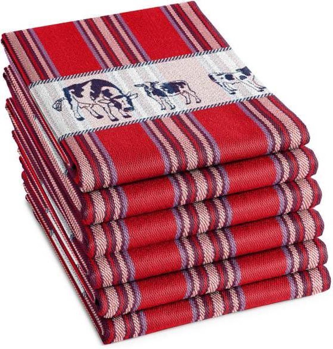 DDDDD Friesan - Theedoek - 60x65 cm - Set van 6 - Red