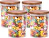 Alpina Voorraadpot/bewaarpot Foodking - 3x - borosilicaat glas - 600 ml - glas/hout - luchtdicht