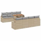 vidaXL - Tuinbank - Set - 9 - st - Beige - Poly - rattan