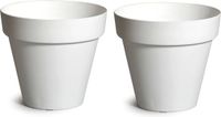 Mega Collections Plantenpot/bloempot - 2x - kunststof - wit - binnen/buiten - D20 x H17 cm