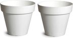 Mega Collections Plantenpot/bloempot - 2x - kunststof - wit - binnen/buiten - D20 x H17 cm