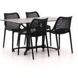 Forza Furniture Forza Ripi/Canzo 140cm dining tuinset 5-delig stapelbaar inklapbaar