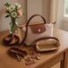 Longchamp Bandoulière pour femme - Organiseur de sac à main - Sangle en cuir réglable - Beige/Brun