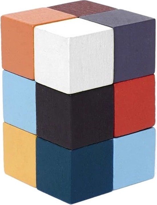 Kikkerland Elasti Cube 3D Houten Puzzel - Multi