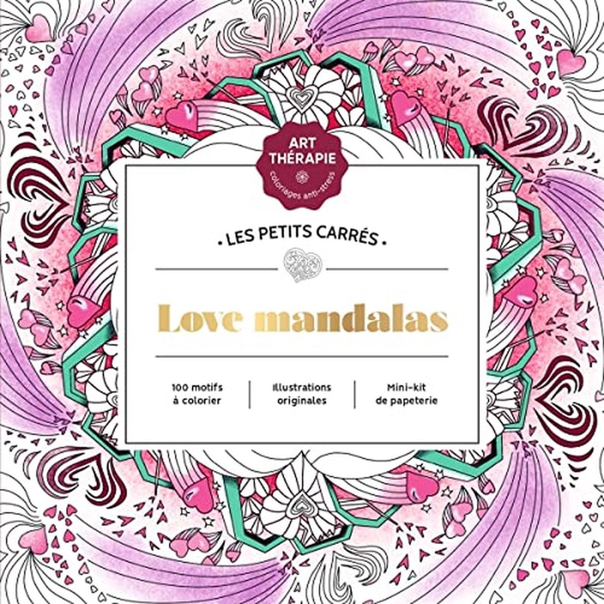 hachette pratique Les Petits Carrés d'Art therapie Love Mandalas - Kleurboek voor volwassenen - 9782019461768