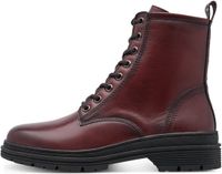 Tamaris - Dames Veterlaarzen - Rood - Leer/Synthetisch - Maat 38