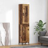 vidaXL - Highboard - Oud - Hout - 34,5 x 34 x 180 cm - Bewerkt hout