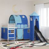 vidaXL Stapelbedframe voor kinderen, wit en blauw, 100 x 200 cm