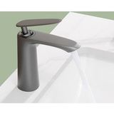 Mitigeur lavabo pour salle de bain réglable à chaud et à froid, robinet chromé en acier inoxydable gris