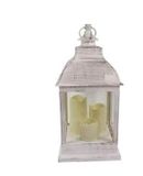 DUE ESSE CHRISTMAS SRL Lantaarn C/3 witte kaarsen, 51 x 24 x 24 cm, zoals afgebeeld, eenheidsmaat