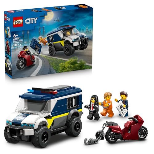LEGO City Politie Gevangenentransport Speelgoed voor Kinderen - Truck Set met Motor, 3 Minifiguren en Verwijderbare Celdeur - Verjaardagscadeau voor Jongens vanaf 6 Jaar - 60479