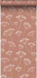 ESTAHome Behang Schermbloemen Terracotta en Wit - 53 cm x 10.05 m