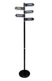 Aspect Cities Vrijstaande kapstok, zwarte afwerking, met 5 draaibare stedenkleerhangers, hoogwaardig, Hongkong, Londen, New York, Sydney, staal, 28 dia x 173 (H) cm