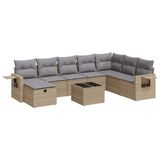 VidaXL Loungeset 8-delig met kussens, polyrotan, gemengd beige