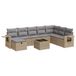 VidaXL Loungeset 8-delig met kussens, polyrotan, gemengd beige