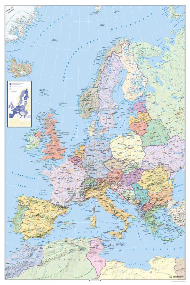 empireposter Landkaart - Duits - Multi - 91,50 cm x 61,00 cm