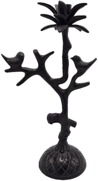 Deco4yourhome® Kandelaar Vogel Palmboom Zwart